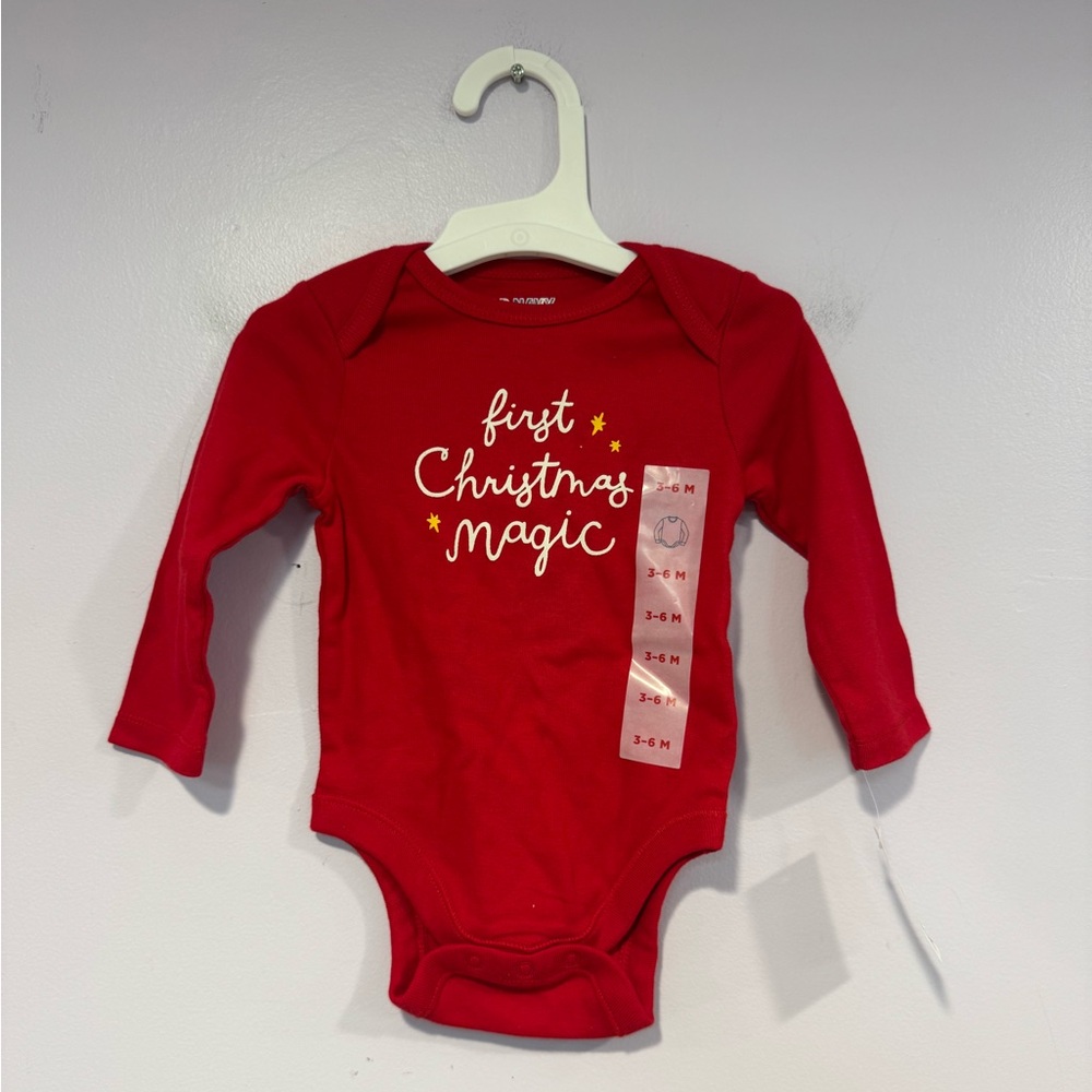 Red NWT Old Navy First Christmas Magic bodysuit